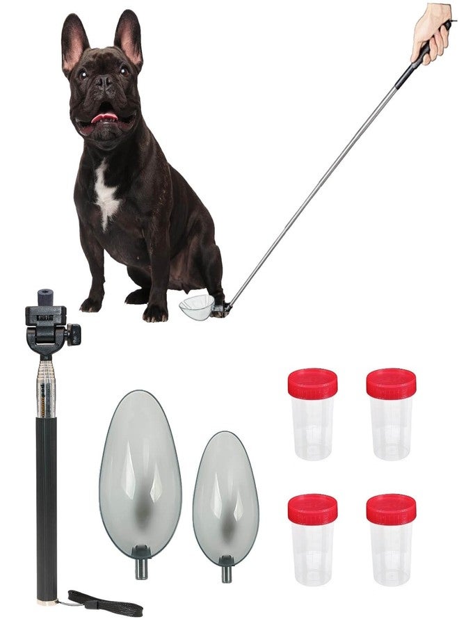 iNenya Dog Urine Sample Catcher，Telescopic Dog Pee Sample Collector，Pet Urine Stick for Small Large Female Dogs (Grayspoon&4bottles) - Image 1